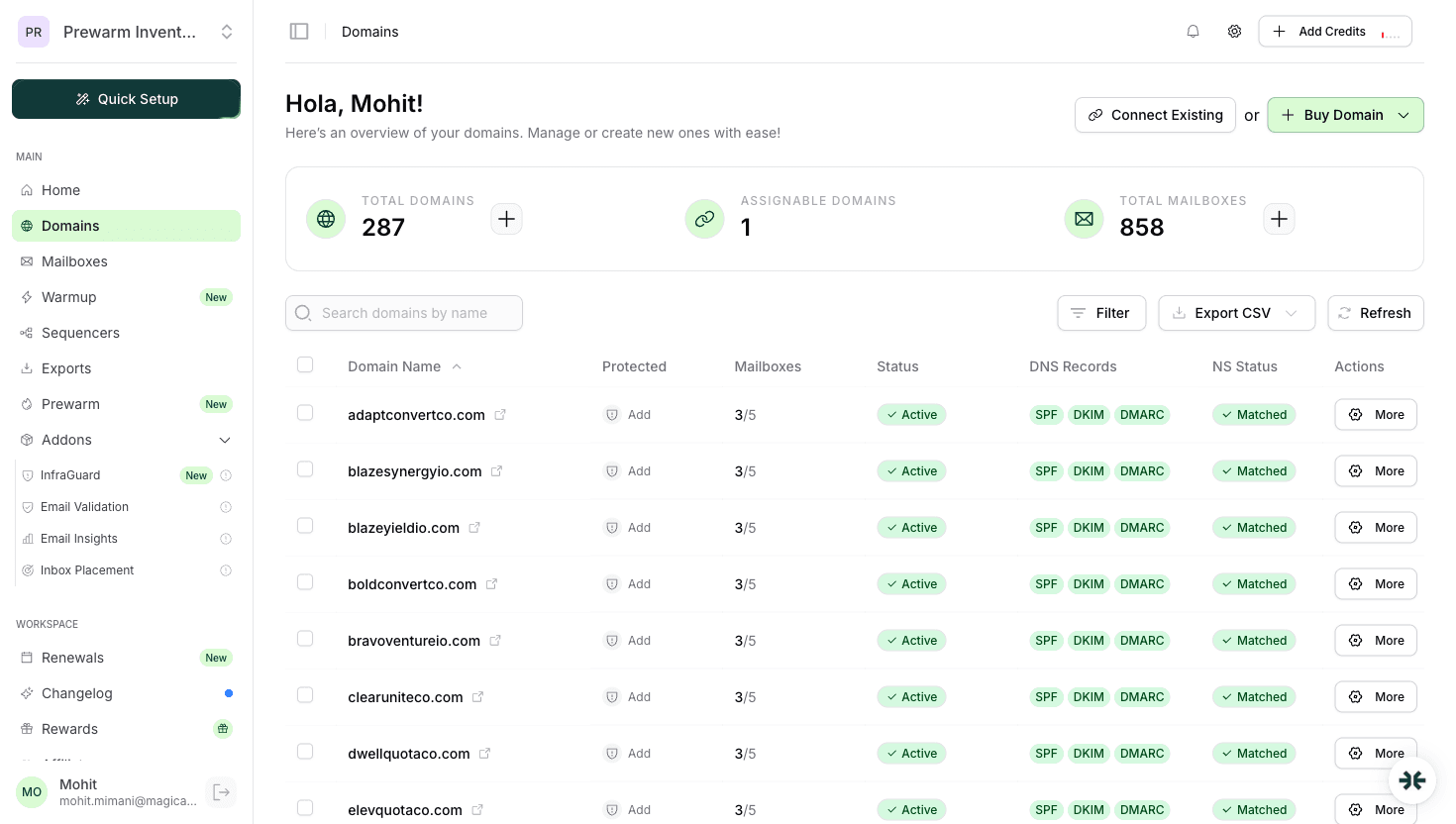 InboxKit domain management for real estate outreach campaigns